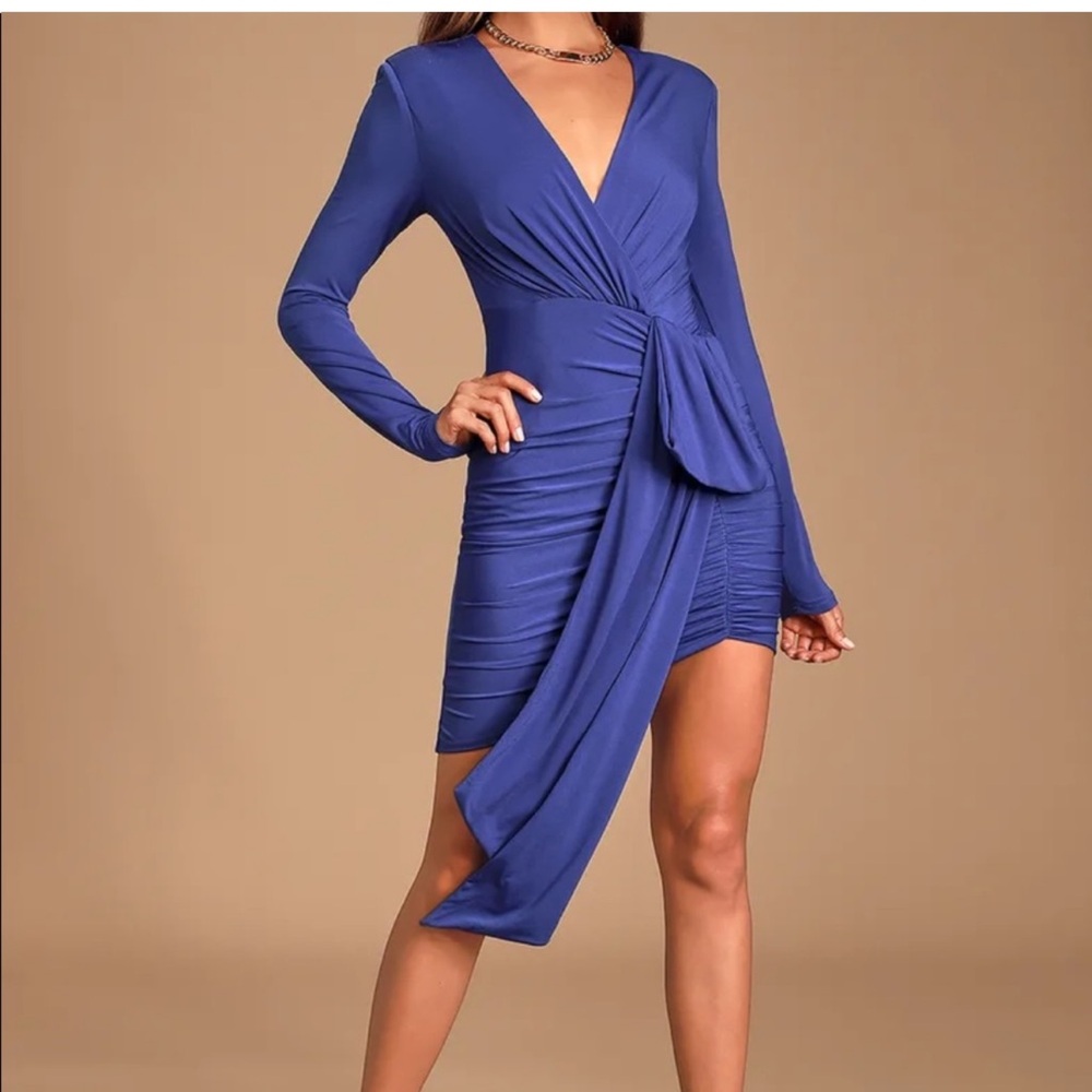 Lulus new with tags blue drape dress - Picture 4 of 9